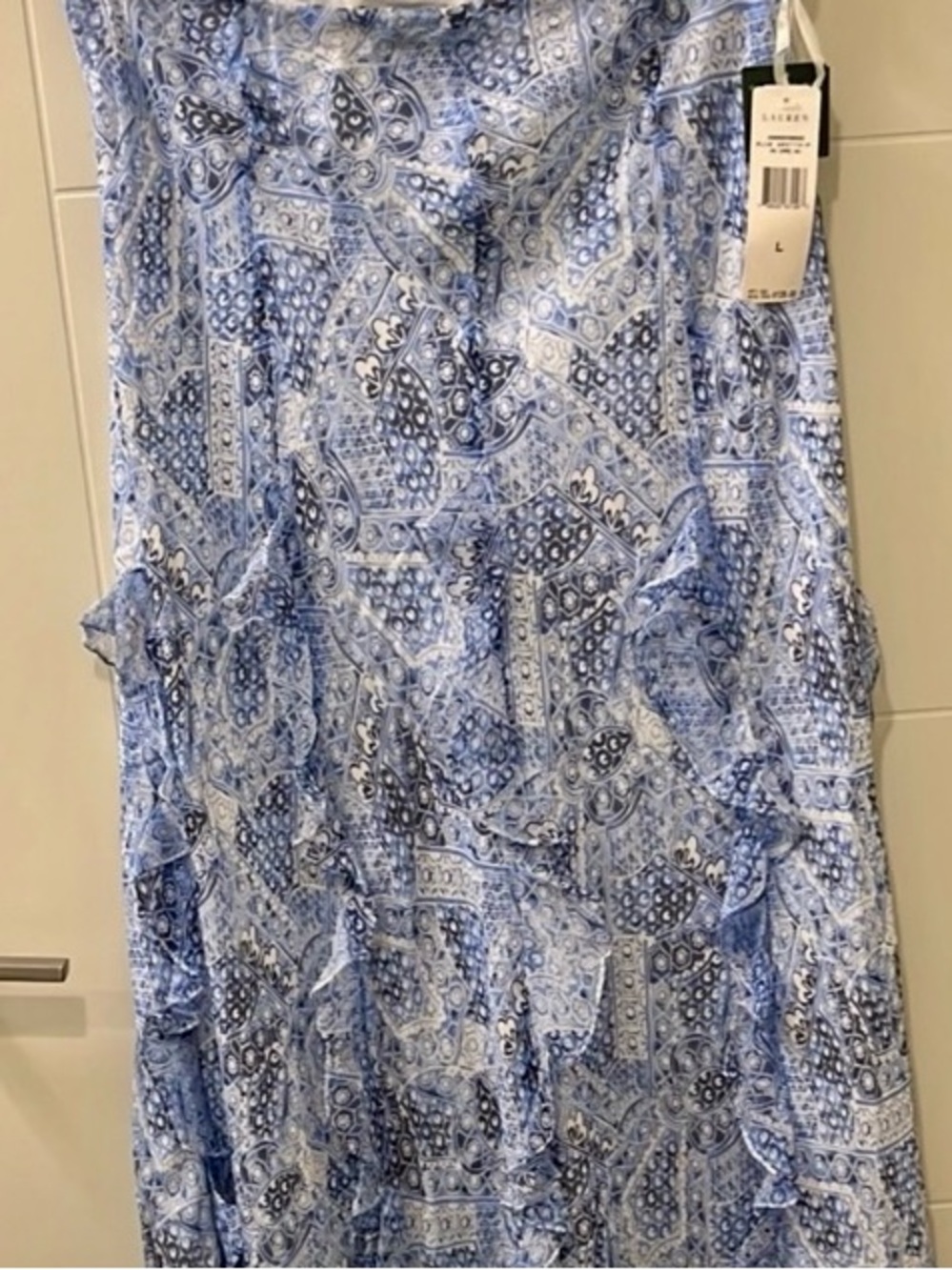 Ralph Lauren Blue and White Paisley Print Dress - Picture 7 of 7